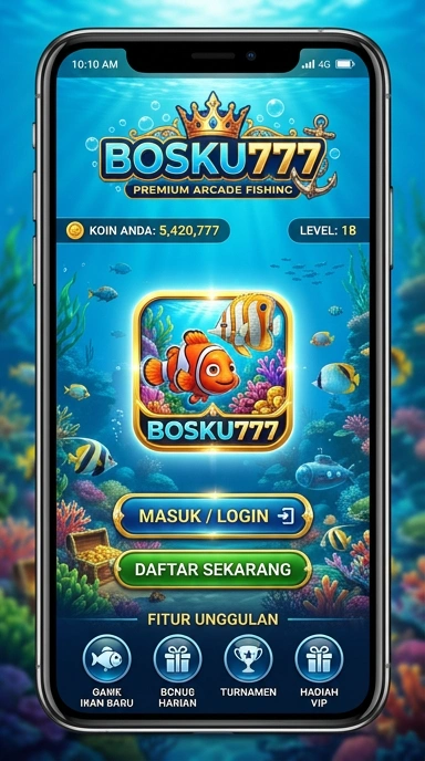 Tampilan aplikasi bosku777 dengan berbagai kategori aplikasi.